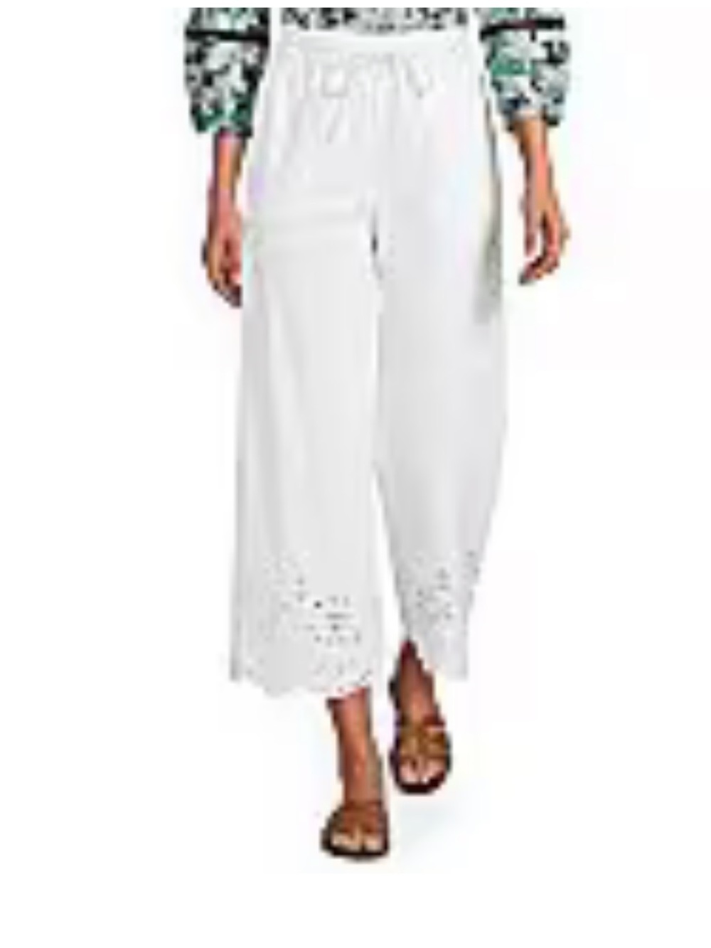 NWT Women’s White Eyelet Wide-Leg Pants
